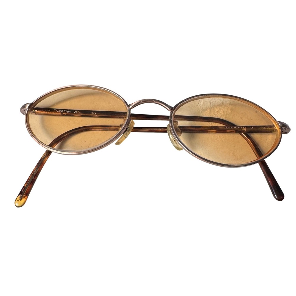 Vintage‎ Calvin Klein 245 570 Oval Sunglasses Gold Tortoise Shell Italy 90s Mens